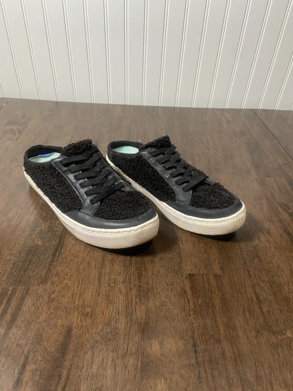 Dr. Scholl's Black Teddy Sherpa Mule Sneakers Women's Size 11 Slip On Comfort